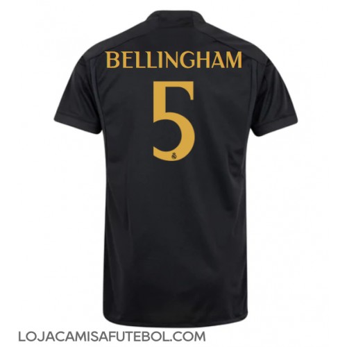 Camisa de Futebol Real Madrid Jude Bellingham #5 Equipamento Alternativo 2023-24 Manga Curta